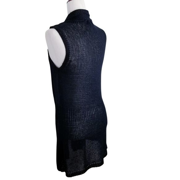 ANGEL Apparel Open Knit Sleeveless Longline Black Cardigan Size M - Picture 6 of 9